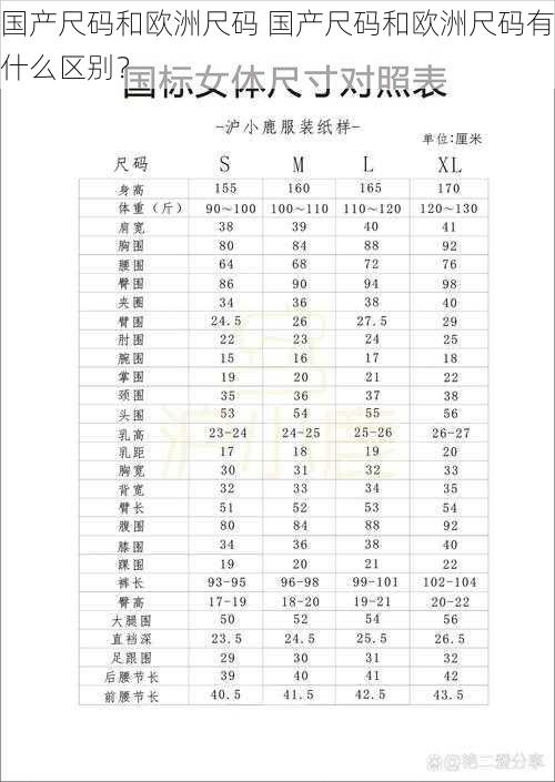 国产尺码和欧洲尺码 国产尺码和欧洲尺码有什么区别？