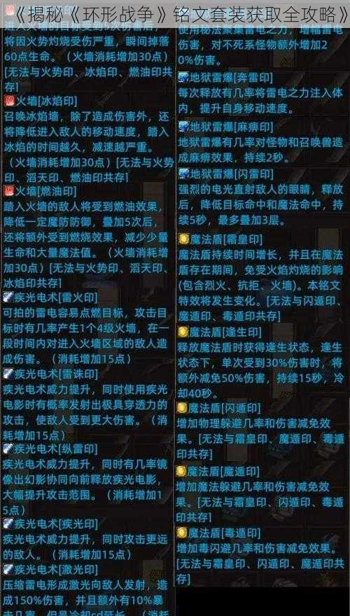 《揭秘《环形战争》铭文套装获取全攻略》