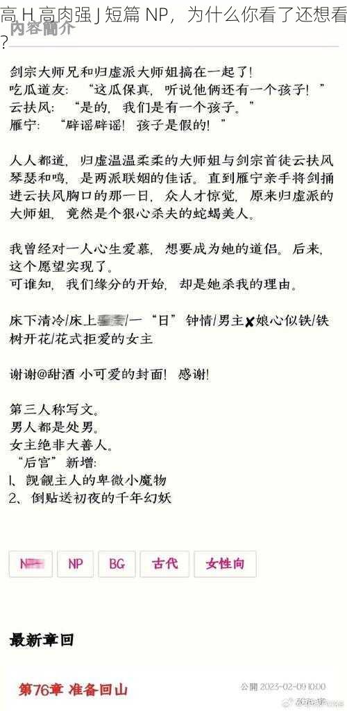 高 H 高肉强 J 短篇 NP，为什么你看了还想看？