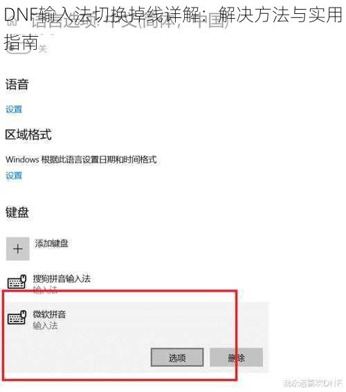DNF输入法切换掉线详解：解决方法与实用指南