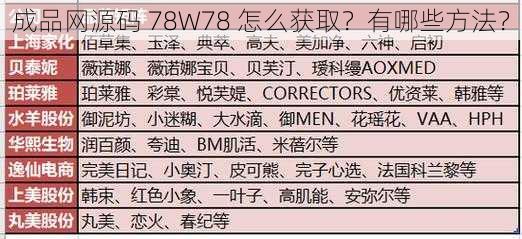 成品网源码 78W78 怎么获取？有哪些方法？