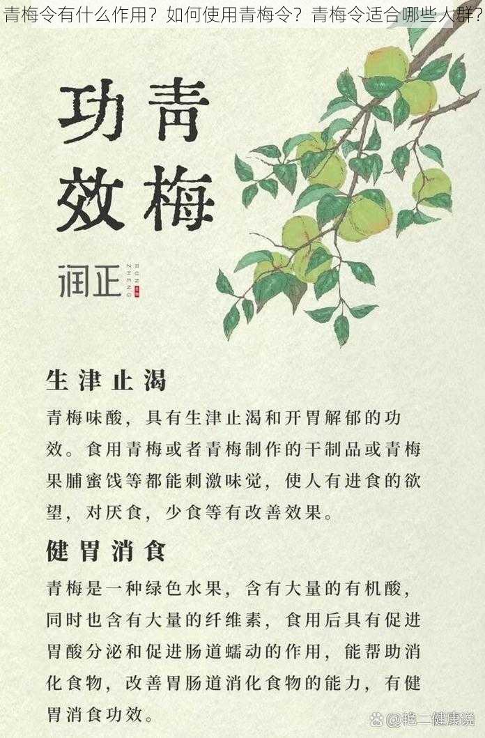 青梅令有什么作用？如何使用青梅令？青梅令适合哪些人群？